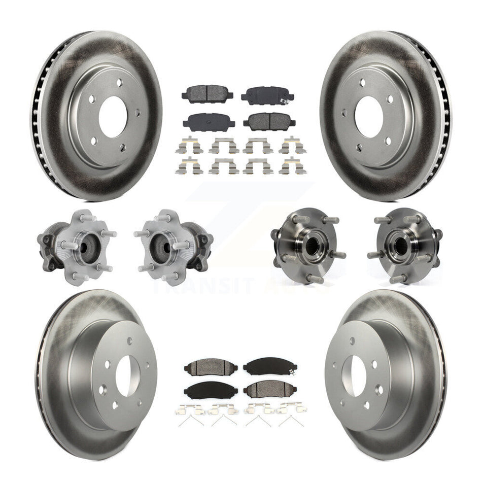 Front Rear Hub Bearing Coated Disc Brake Rotor & Pad Kit (10Pc) For 2011-2012 Nissan LEAF KBB-131925