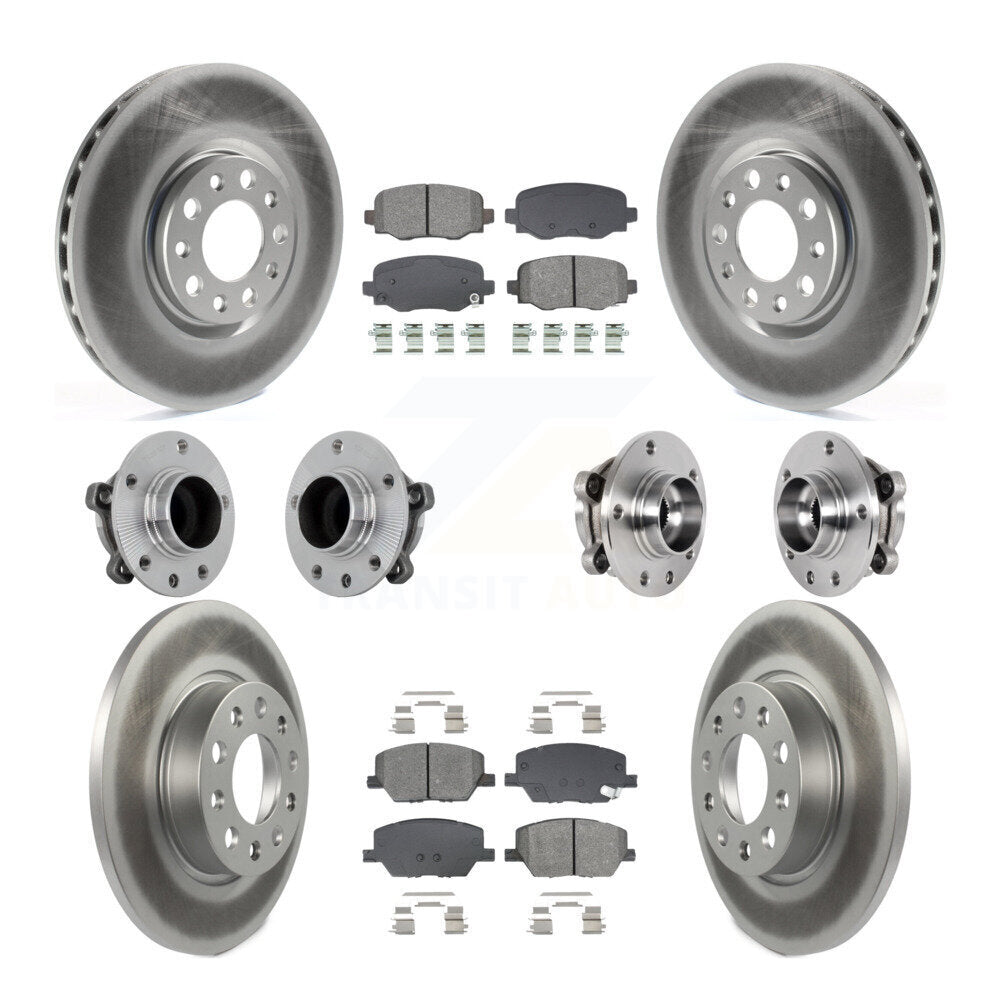 Front Rear Hub Bearing Coated Brake Rotor Pads Kit (10Pc) For Jeep Renegade Fiat 500X FWD KBB-131927