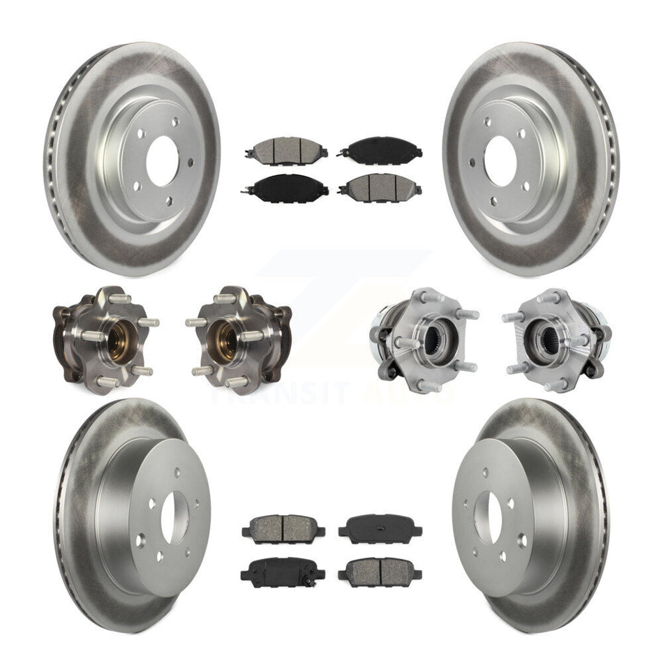 Front Rear Hub Bearing Coated Disc Brake Rotors And Pads Kit (10Pc) For Nissan Murano AWD KBB-131929