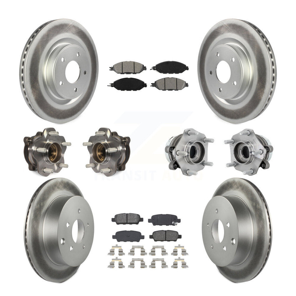 Front Rear Hub Bearing Coated Disc Brake Rotors And Pads Kit (10Pc) For Nissan Murano AWD KBB-131929