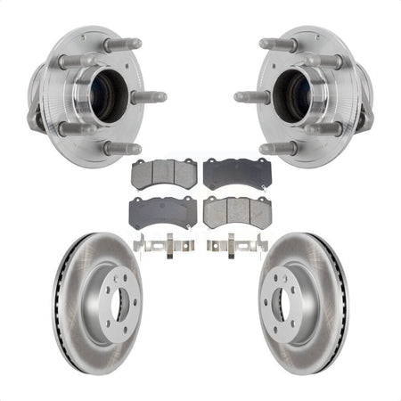 Front Hub Bearing Assembly Coated Brake Rotor & Pads Kit For 2017 Cadillac ATS V with RWD KBB-131945