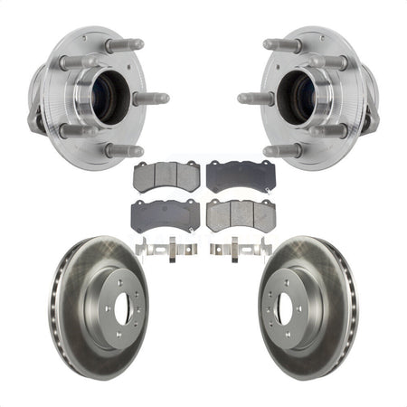 Front Hub Bearing Assembly Coated Disc Brake Rotor & Pads Kit For Cadillac ATS V with RWD KBB-131946