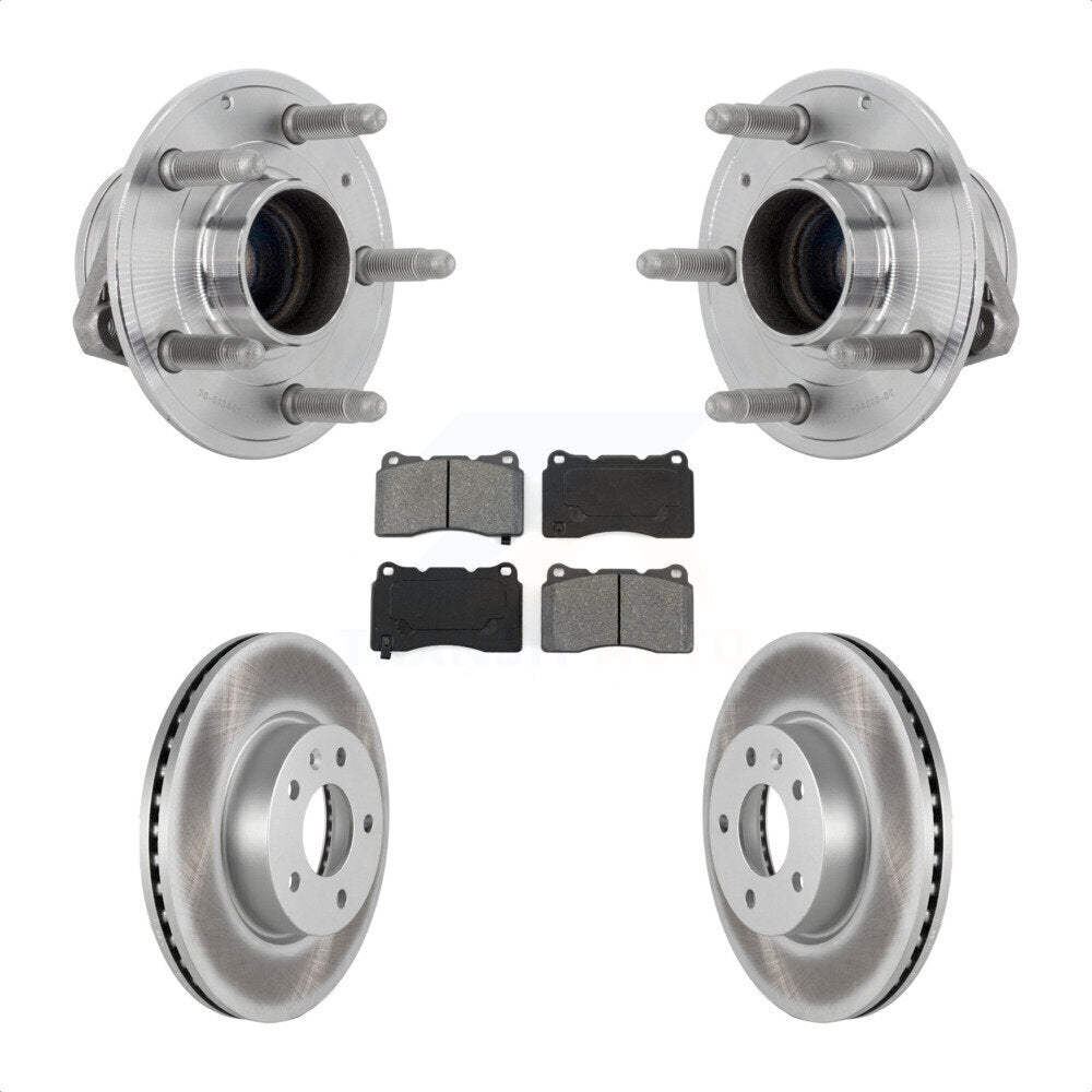 Front Hub Bearing Assembly Coated Brake Rotor Pad Kit For 2019 Cadillac ATS Base with RWD KBB-131947