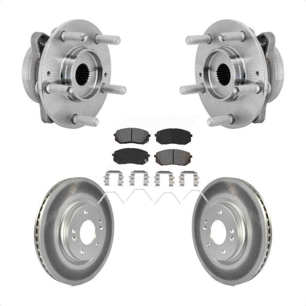 Front Hub Bearing Assembly Coated Disc Brake Rotor & Pads Kit For Hyundai Kona Kia Seltos KBB-131952