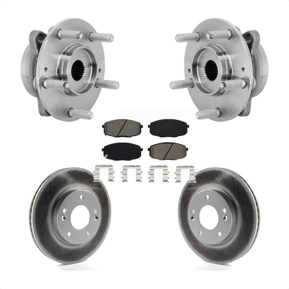 Front Hub Bearing Assembly Coated Disc Brake Rotor & Pads Kit For Hyundai Kona Kia Seltos KBB-131953