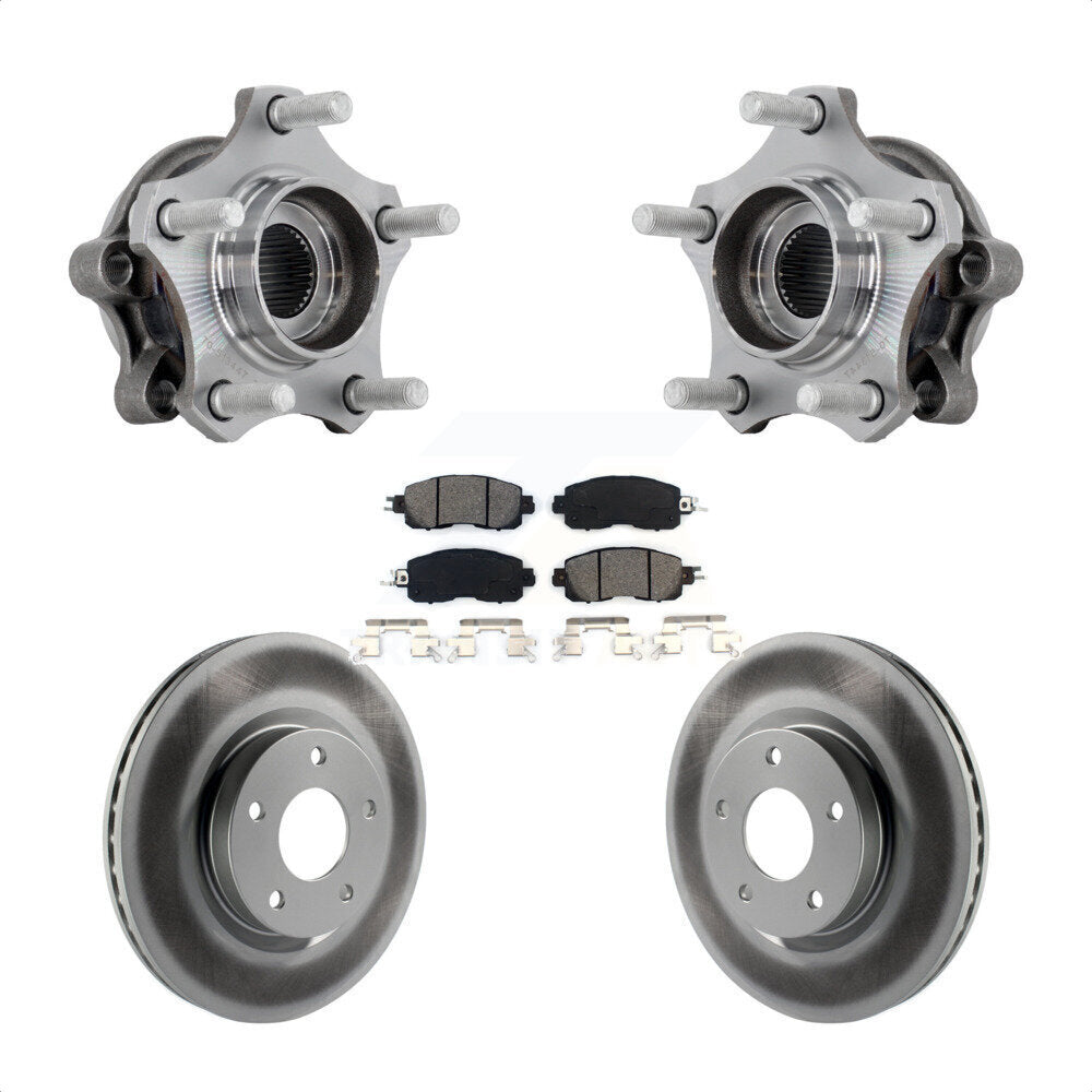 Front Hub Bearing Assembly Coated Disc Brake Rotor & Pads Kit For 2019-2023 Nissan Altima KBB-131958