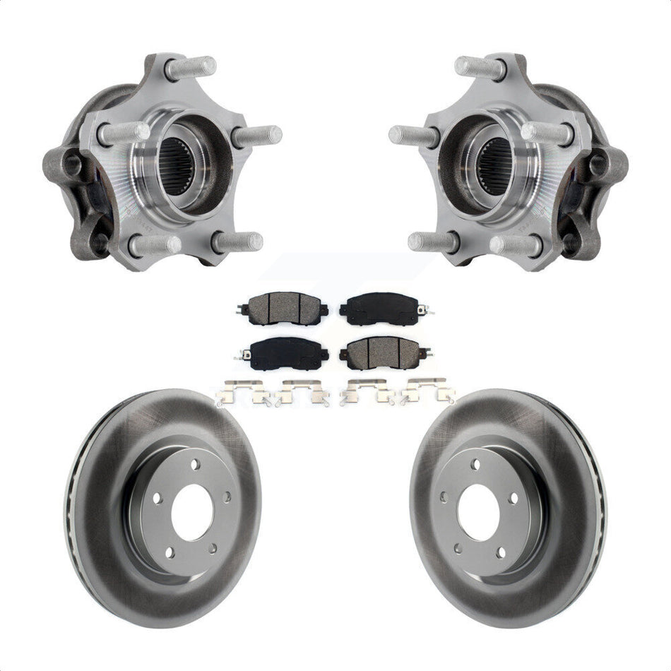 Front Hub Bearing Assembly Coated Disc Brake Rotor & Pads Kit For 2019-2023 Nissan Altima KBB-131958