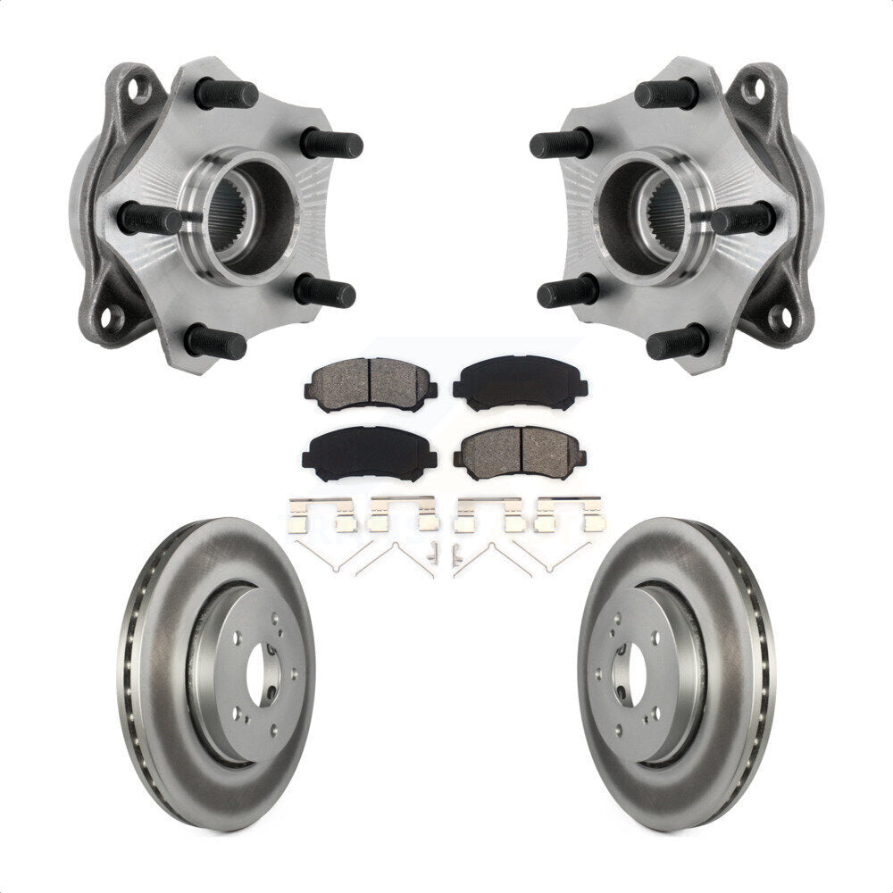 Front Hub Bearing Assembly Coated Disc Brake Rotor & Pad Kit For 2010-2013 Suzuki Kizashi KBB-131959