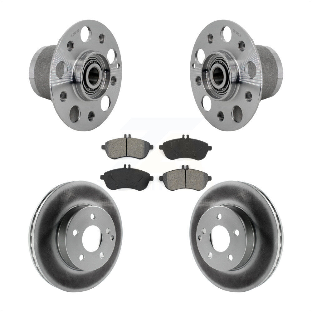 Front Hub Bearing Assembly Coated Disc Brake Rotor & Pads Kit For Mercedes-Benz C300 C250 KBB-131966