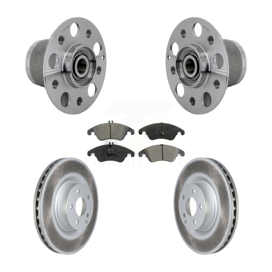Front Hub Bearing Assembly Coated Disc Brake Rotor & Pads Kit For Mercedes-Benz C250 E550 KBB-131970