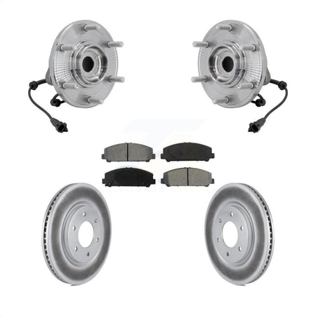 Front Hub Bearing Assembly Coated Disc Brake Rotor Pad Kit For 2017-2023 Nissan TITAN 4WD KBB-131972