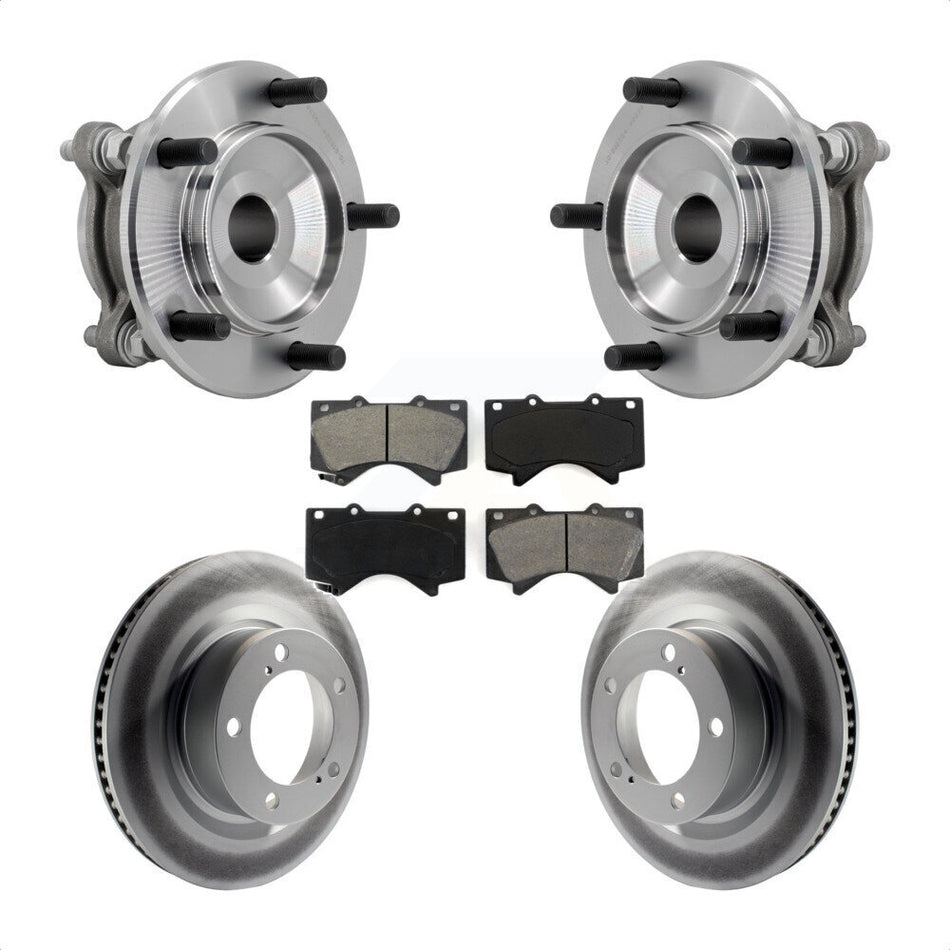 Front Hub Bearing Assembly Coated Disc Brake Rotor Pads Kit For Toyota Tundra Sequoia RWD KBB-131973