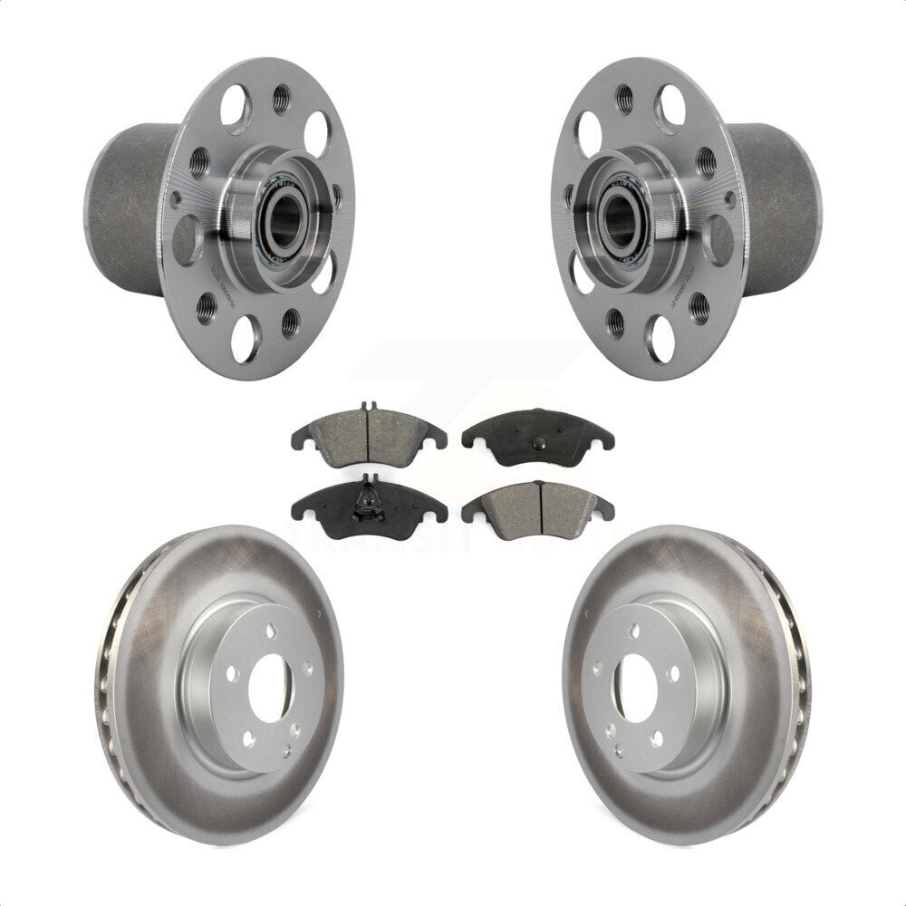 Front Hub Bearing Assembly Coated Brake Rotor & Pads Kit For Mercedes-Benz E350 E400 E250 KBB-131976