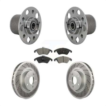 Front Hub Bearing Assembly Coated Brake Rotor & Pads Kit For Mercedes-Benz E350 E400 E250 KBB-131977