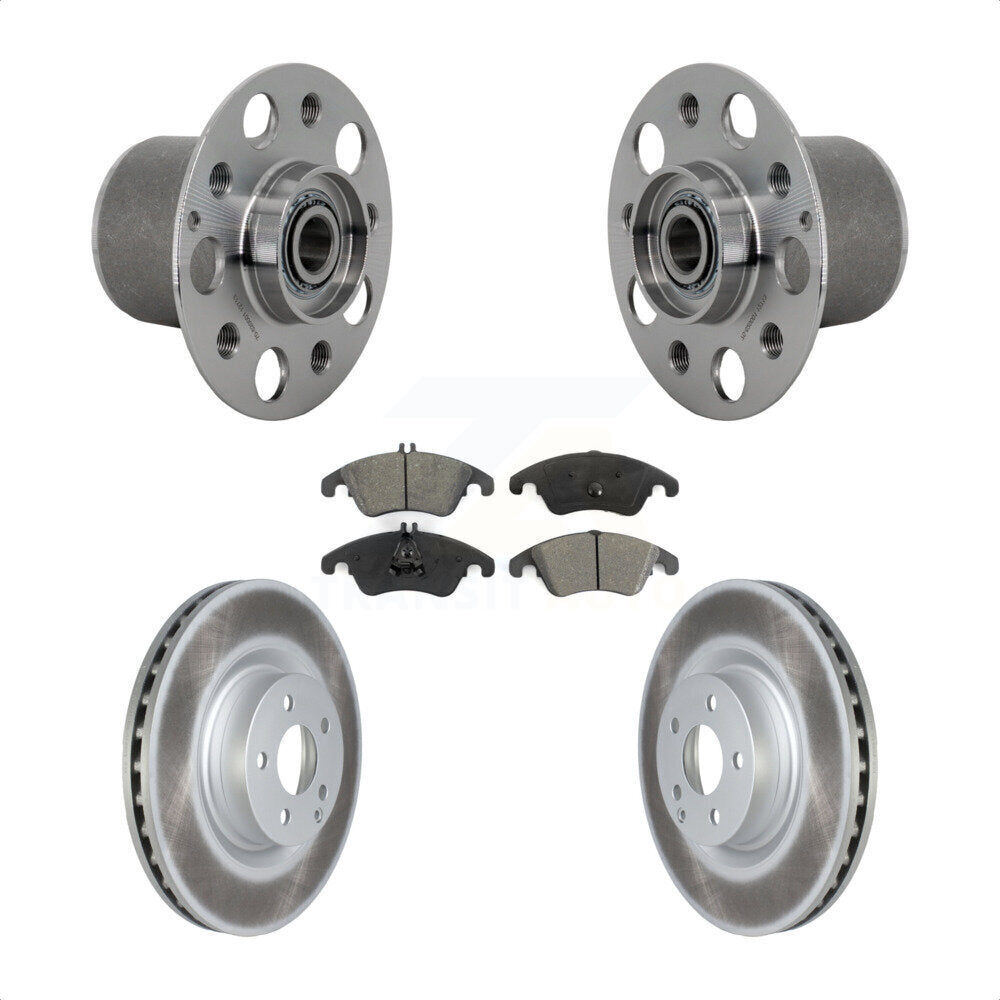 Front Hub Bearing Assembly Coated Disc Brake Rotor & Pads Kit For Mercedes-Benz E400 E550 KBB-131979