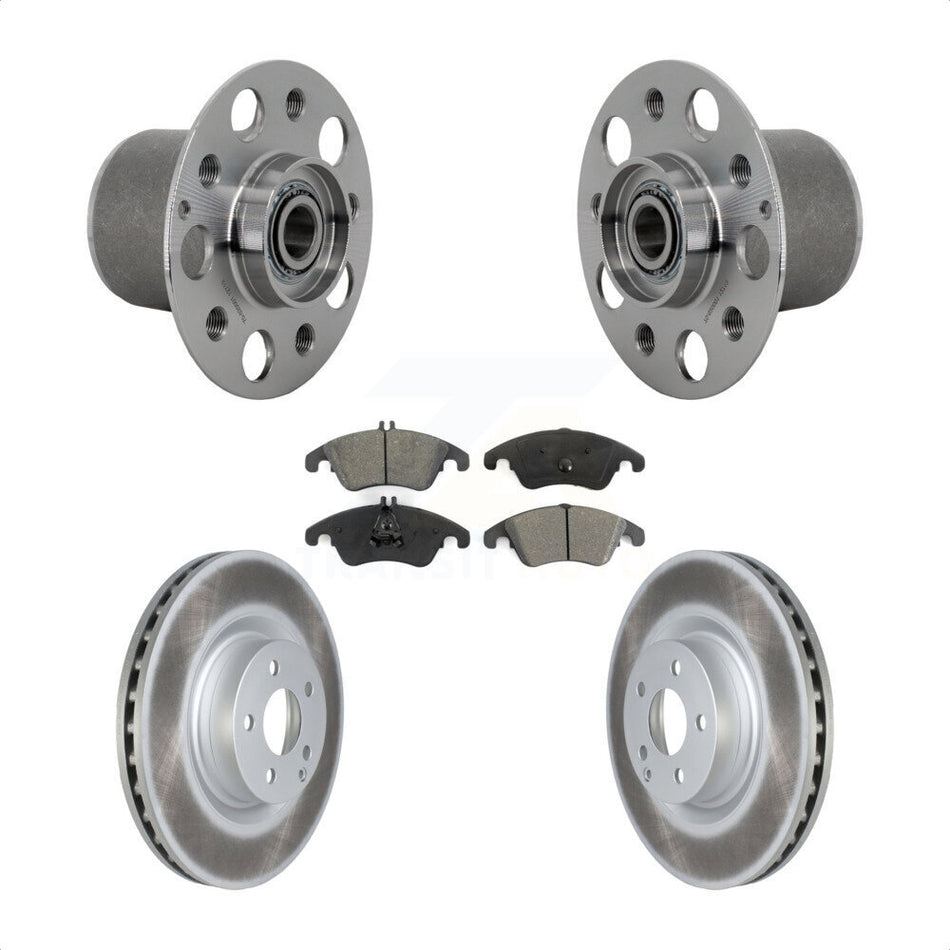 Front Hub Bearing Assembly Coated Disc Brake Rotor & Pads Kit For Mercedes-Benz E400 E550 KBB-131979