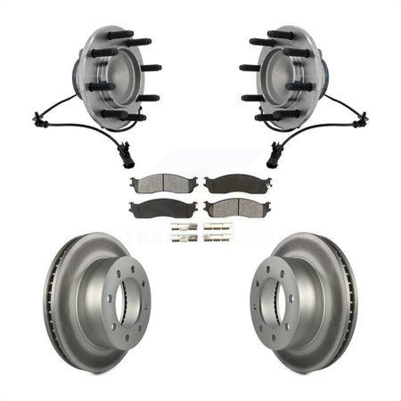 Front Hub Bearing Assembly Coated Disc Brake Rotor & Pad Kit For Dodge Ram 1500 3500 2500 KBB-131980