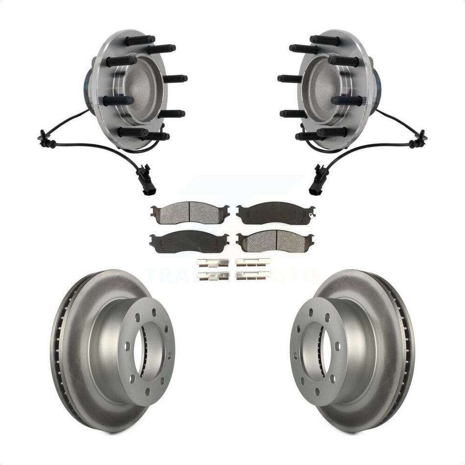 Front Hub Bearing Assembly Coated Disc Brake Rotor & Pad Kit For Dodge Ram 1500 3500 2500 KBB-131980