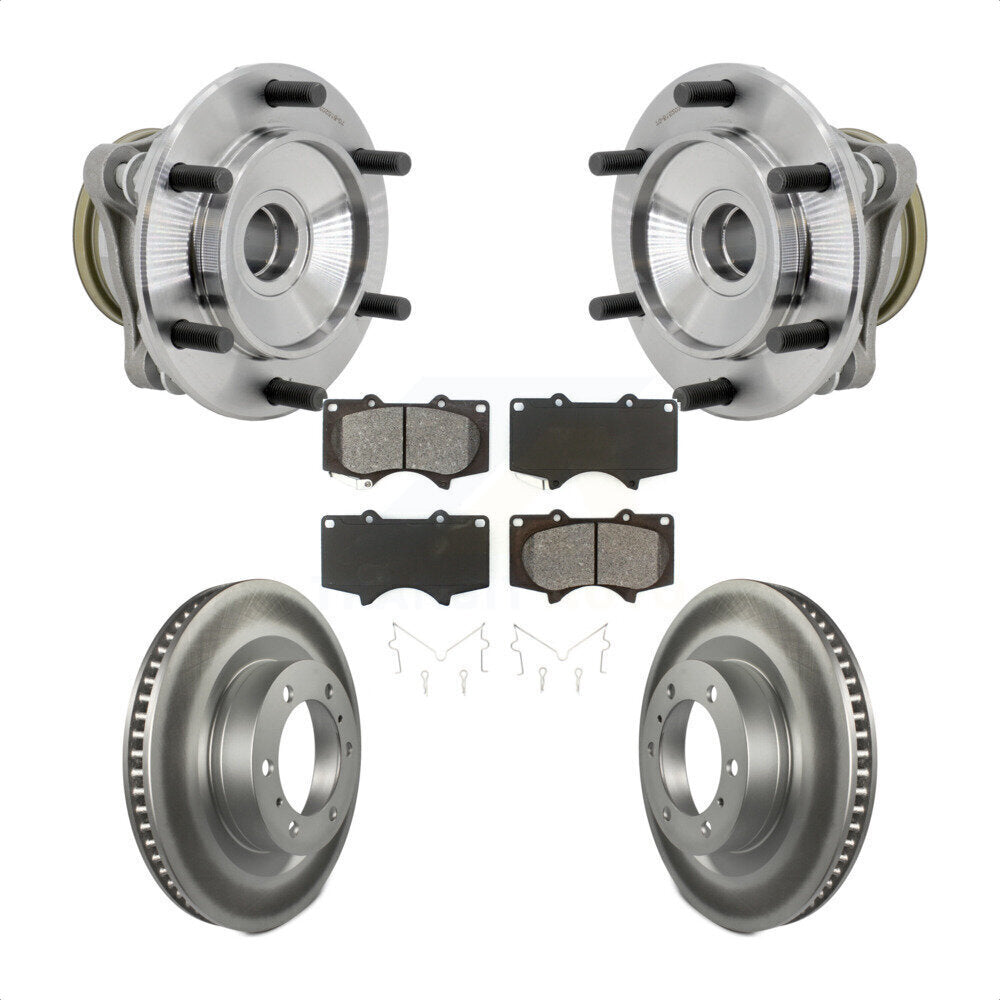 Front Hub Bearing Assembly Coated Brake Rotor & Pads Kit For 2010-2021 Toyota 4Runner RWD KBB-131984