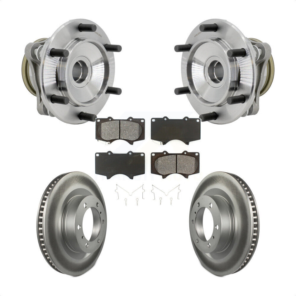 Front Hub Bearing Assembly Coated Brake Rotor & Pads Kit For 2010-2021 Toyota 4Runner RWD KBB-131984