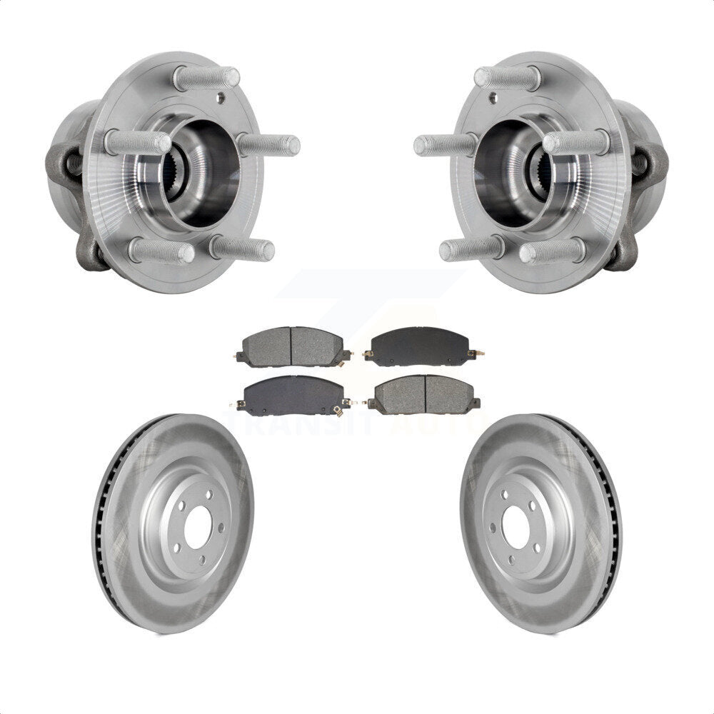 Front Hub Bearing Coated Brake Rotor And Pad Kit For Ford Explorer Lincoln Aviator Police KBB-131986