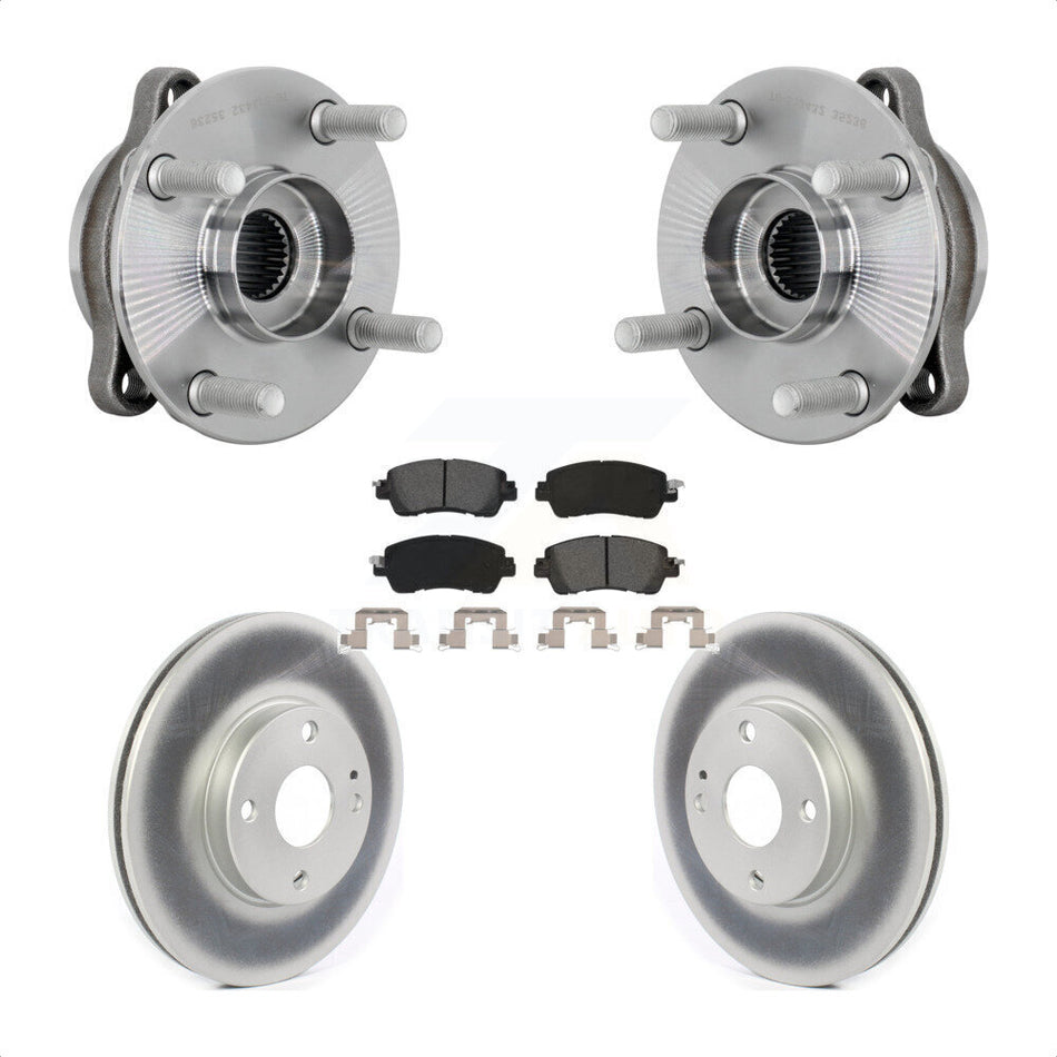 Front Hub Bearing Assembly Coated Disc Brake Rotor And Pads Kit For Toyota Yaris iA Scion KBB-131988