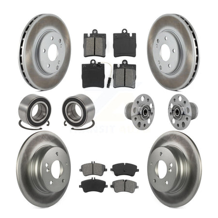 Front Rear Hub Bearing Coated Brake Rotor Pads Shoe Kit (10Pc) For Mercedes-Benz C350 RWD KBB-131992
