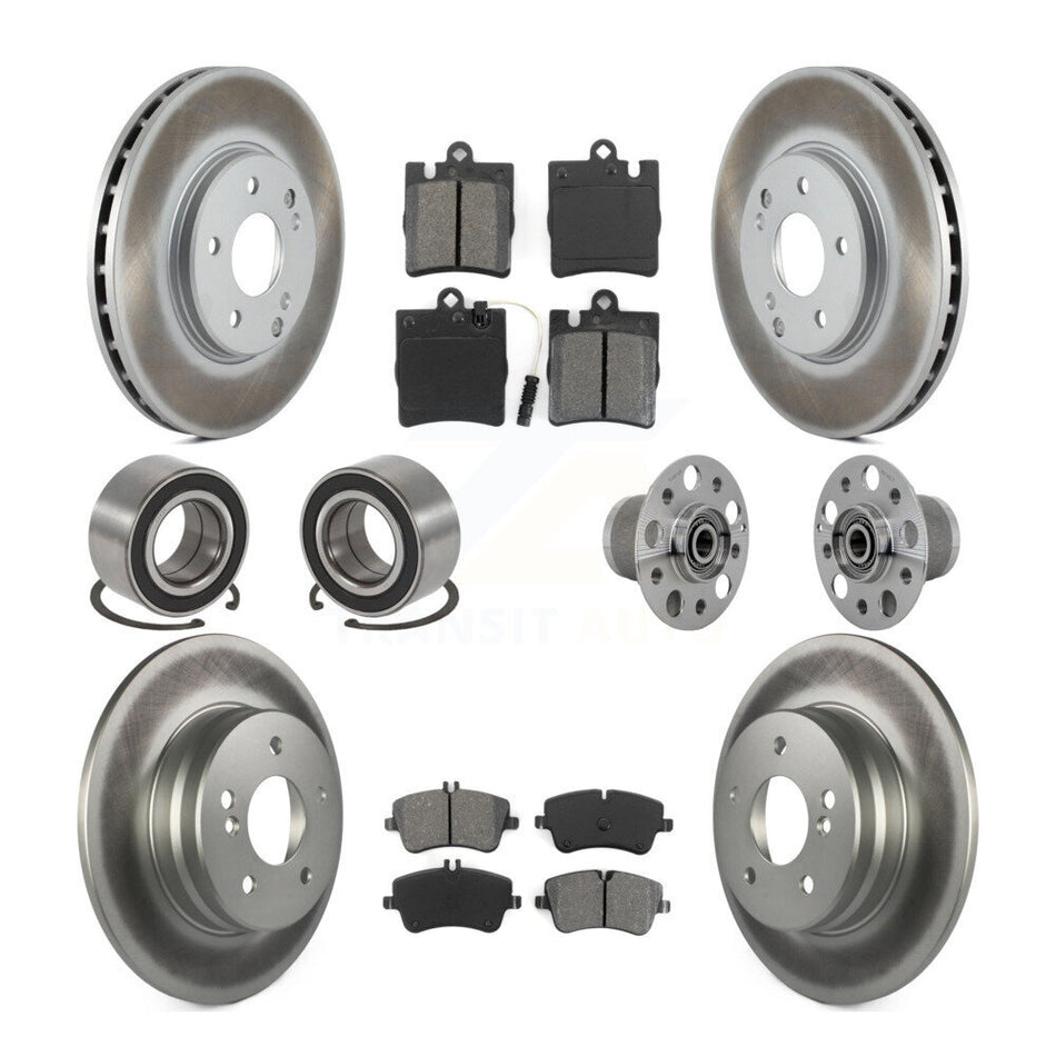 Front Rear Hub Bearing Coated Brake Rotor Pads Shoe Kit (10Pc) For Mercedes-Benz C350 RWD KBB-131992