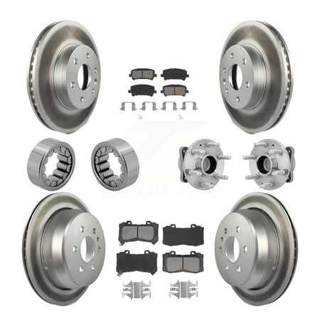 Front Rear Hub Bearing Coated Brake Rotor Pads Shoe Kit (10Pc) For Chevrolet Colorado GMC KBB-131993