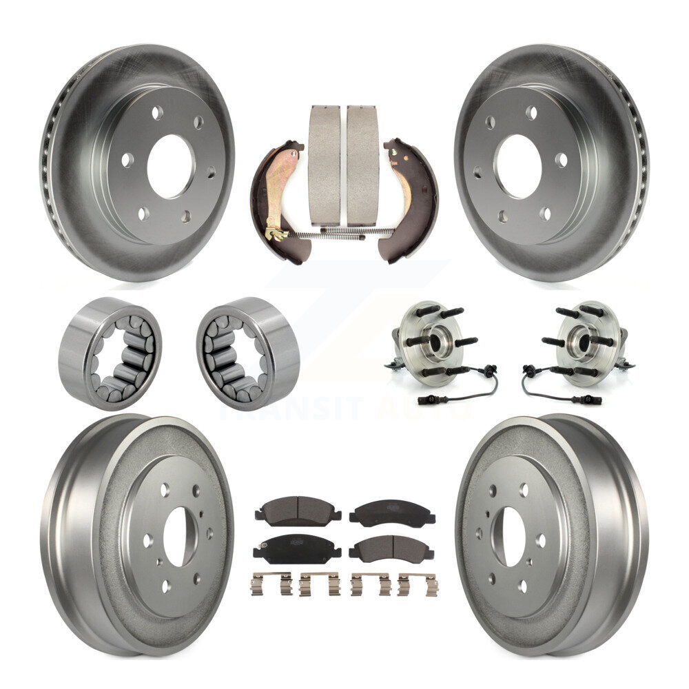 Front Rear Hub Bearing Coated Disc Brake Rotor & Pads Shoe Kit (10Pc) For GMC Sierra 1500 KBB-131997