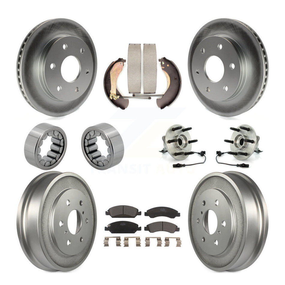 Front Rear Hub Bearing Coated Disc Brake Rotor & Pads Shoe Kit (10Pc) For GMC Sierra 1500 KBB-131997