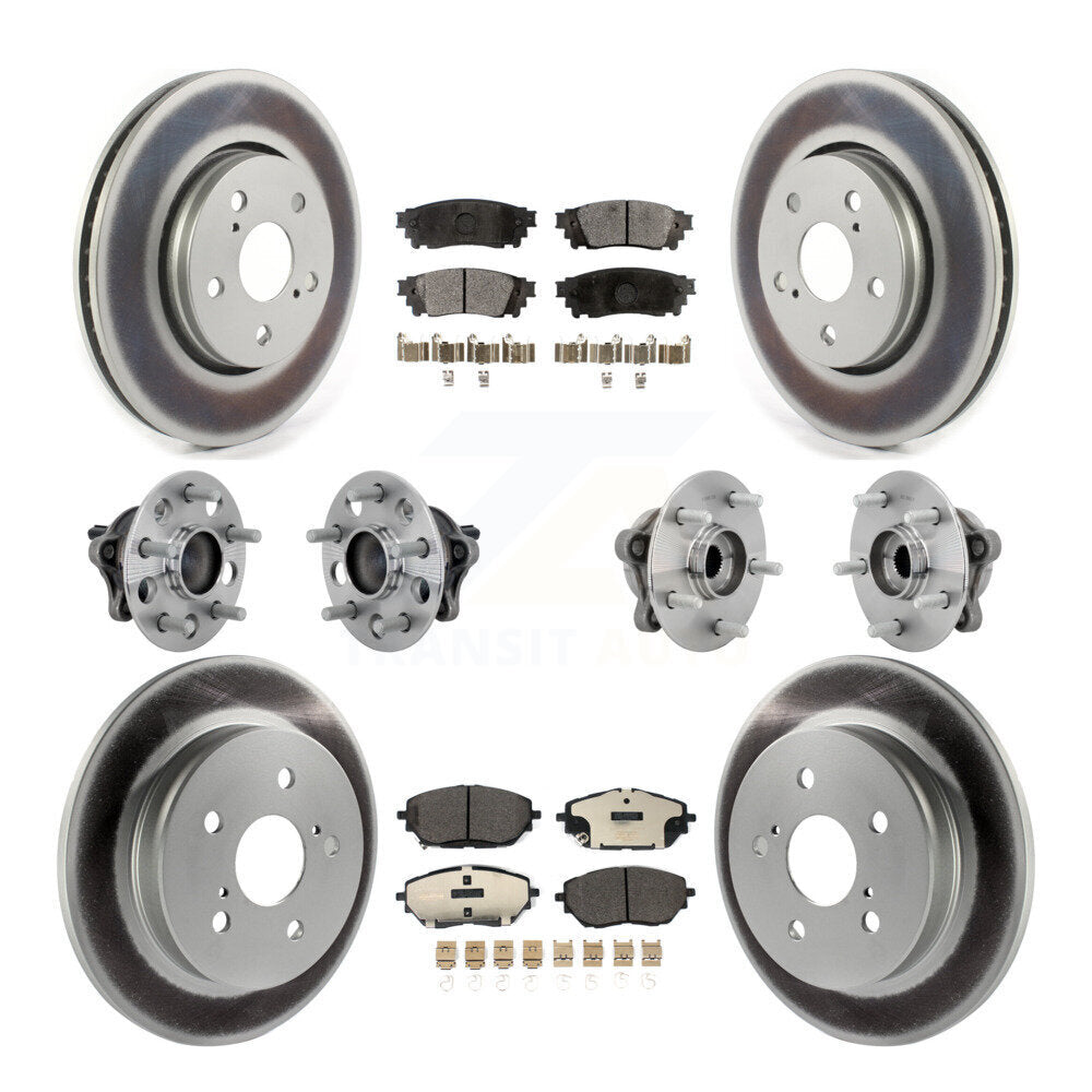 Front Rear Hub Bearing Coated Disc Brake Rotor And Ceramic Pad Kit (10Pc) For Toyota C-HR KBB-132006