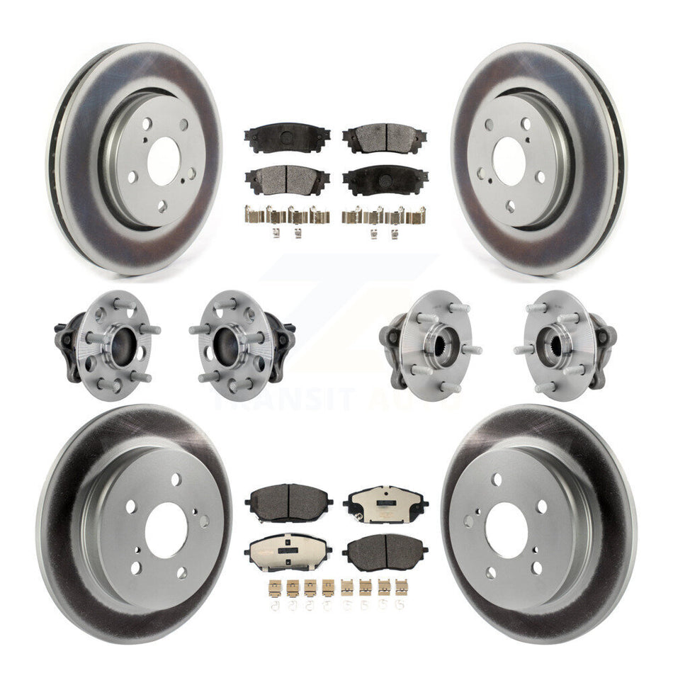 Front Rear Hub Bearing Coated Disc Brake Rotor And Ceramic Pad Kit (10Pc) For Toyota C-HR KBB-132006