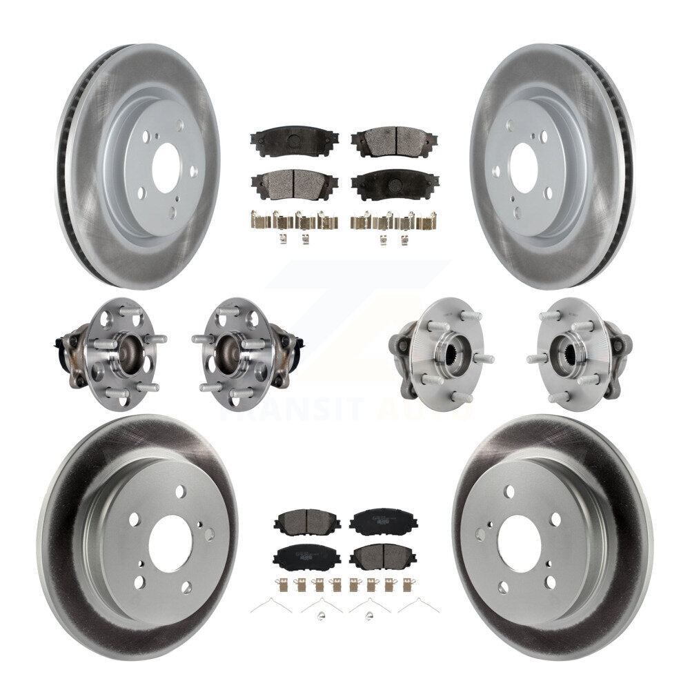 Front Rear Hub Bearing Coated Disc Brake Rotor And Ceramic Pad Kit (10Pc) For Toyota C-HR KBB-132007