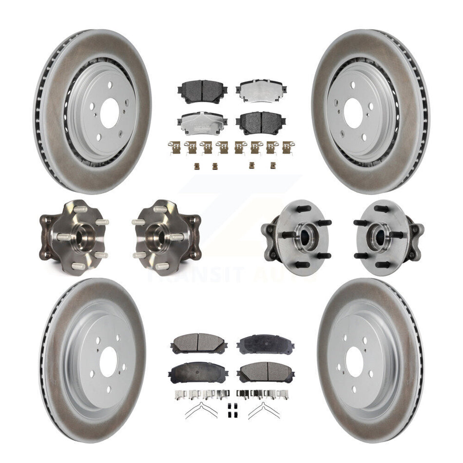 Front Rear Hub Bearing Coated Brake Rotor Pads Kit (10Pc) For 20-22 Toyota Highlander AWD KBB-132012