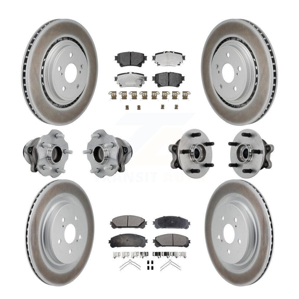 Front Rear Hub Bearing Coated Brake Rotor Pads Kit (10Pc) For 20-22 Toyota Highlander FWD KBB-132013