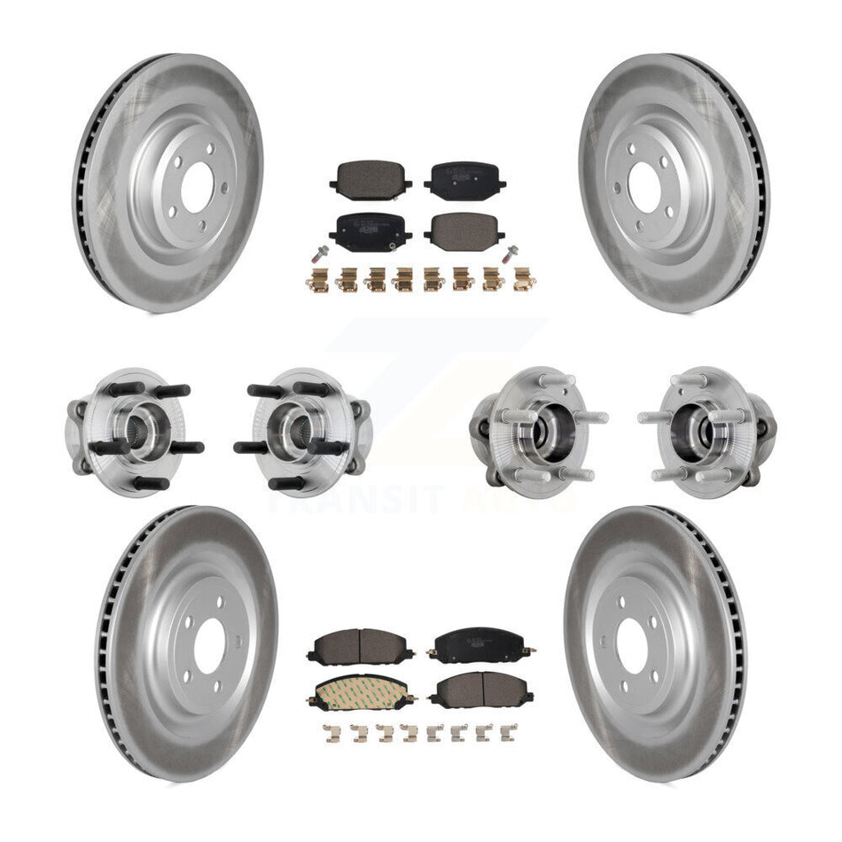Front Rear Hub Bearing Coated Brake Rotor Pads Kit (10Pc) For Lincoln Aviator Ford Police KBB-132024