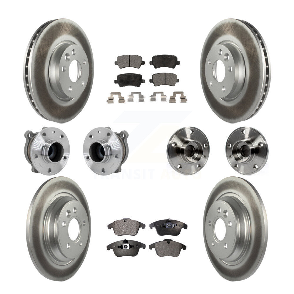 Front Rear Hub Bearing Coated Disc Brake Rotor Pad Kit (10Pc) For 2013-2014 Volvo S60 FWD KBB-132027