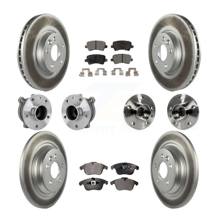 Front Rear Hub Bearing Coated Disc Brake Rotor Pad Kit (10Pc) For 2013-2014 Volvo S60 FWD KBB-132027