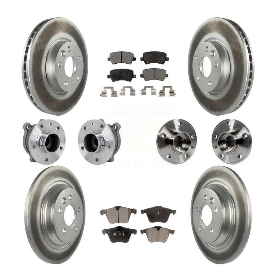 Front Rear Hub Bearing Coated Disc Brake Rotors And Ceramic Pads Kit (10Pc) For Volvo V70 KBB-132028