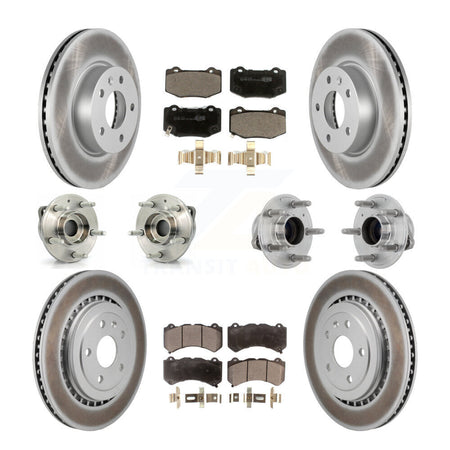 Front Rear Hub Bearing Coated Brake Rotor Pad Kit (10Pc) For 2017 Cadillac ATS V with RWD KBB-132041