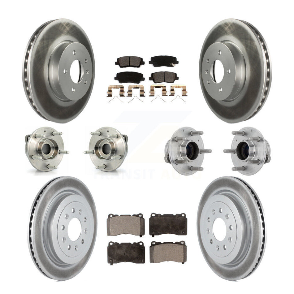 Front Rear Hub Bearings Coated Disc Brake Rotors And Pads Kit (10Pc) For Cadillac ATS KBB-132042