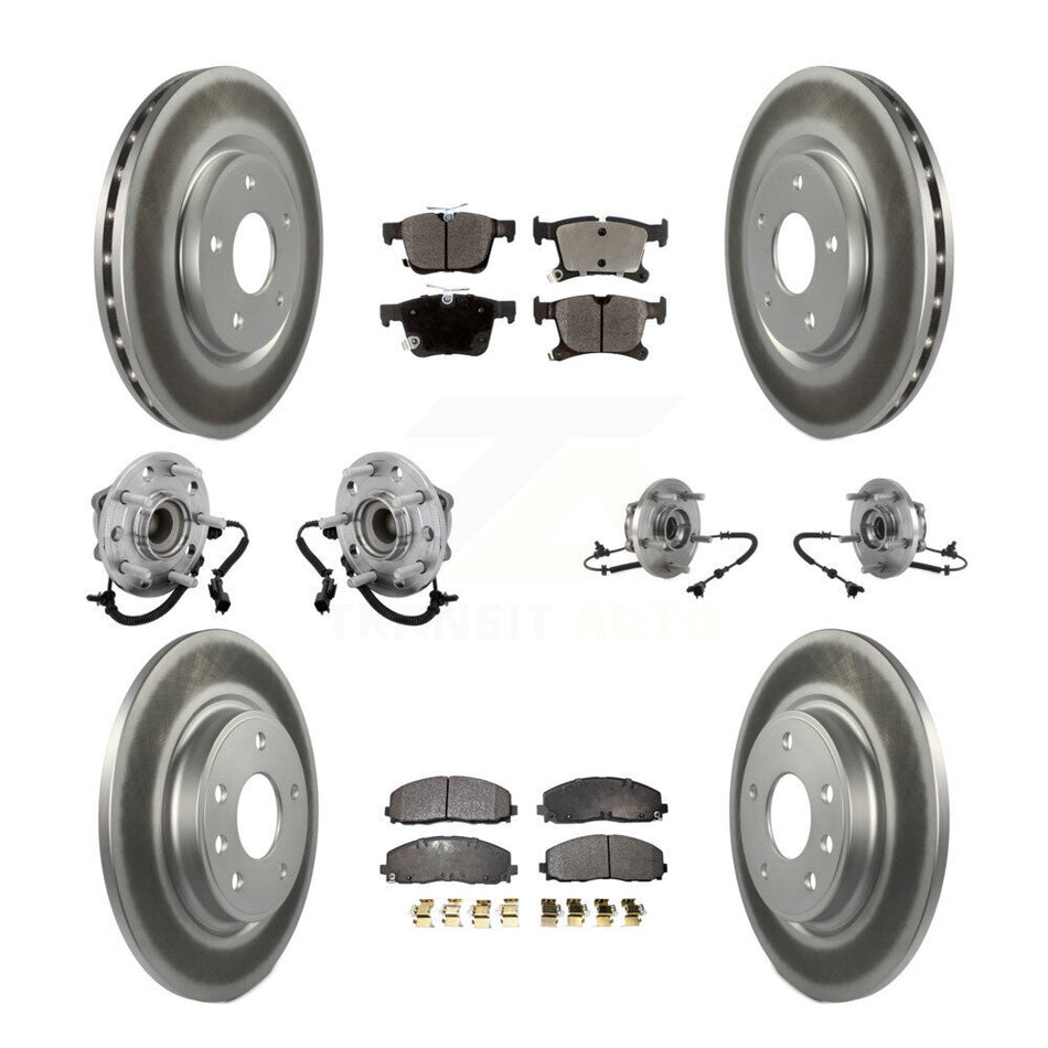 Front Rear Hub Bearing Coated Brake Rotor & Pads Kit (10Pc) For Chrysler Pacifica Voyager KBB-132044