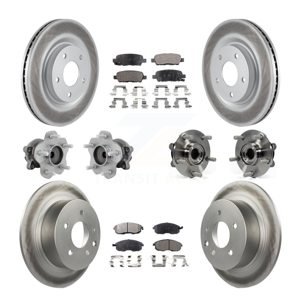 Front Rear Hub Bearing Coated Disc Brake Rotor And Ceramic Pad Kit (10Pc) For Nissan Juke KBB-132048