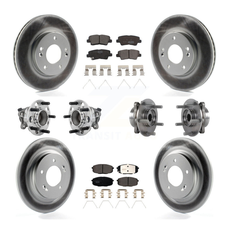 Front Rear Hub Bearing Coated Disc Brake Rotor And Pads Kit (10Pc) For Hyundai Elantra GT KBB-132054