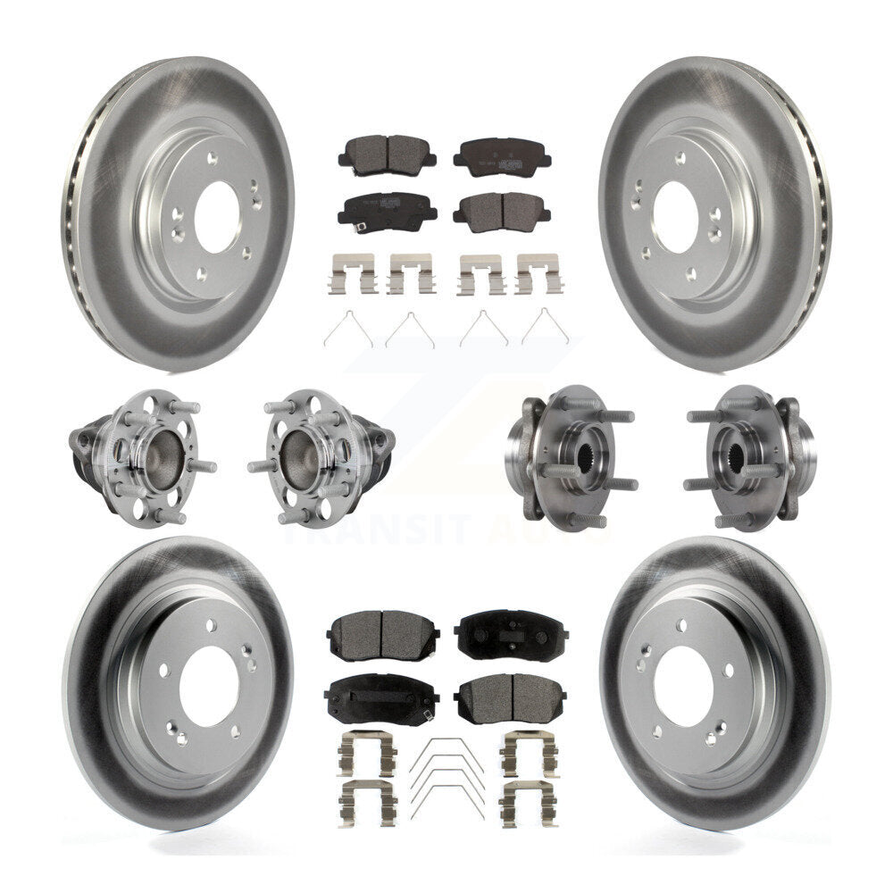 Front Rear Hub Bearing Coated Disc Brake Rotor And Pads Kit (10Pc) For Hyundai Elantra GT KBB-132056