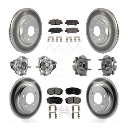 Front Rear Hub Bearing Coated Disc Brake Rotor And Pads Kit (10Pc) For Hyundai Elantra GT KBB-132056