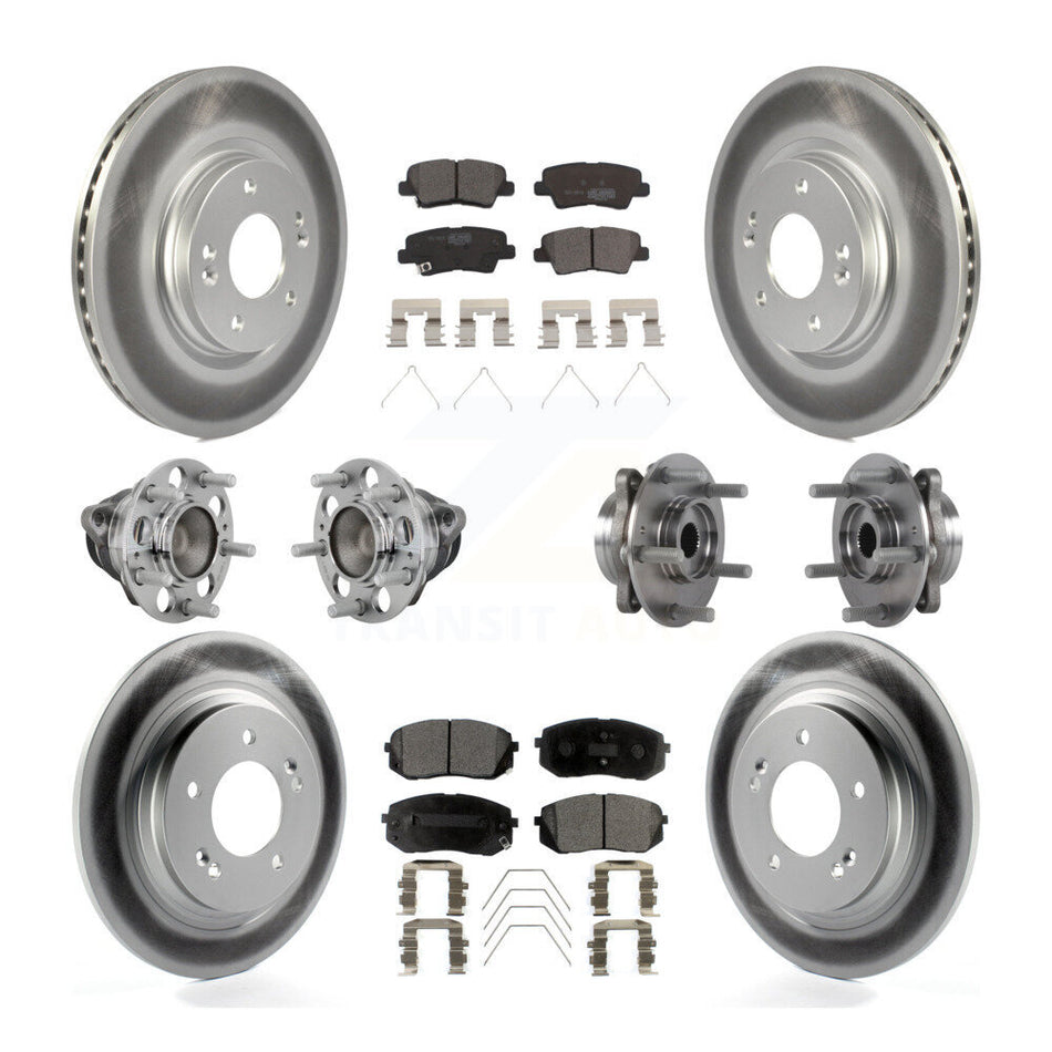 Front Rear Hub Bearing Coated Disc Brake Rotor And Pads Kit (10Pc) For Hyundai Elantra GT KBB-132056