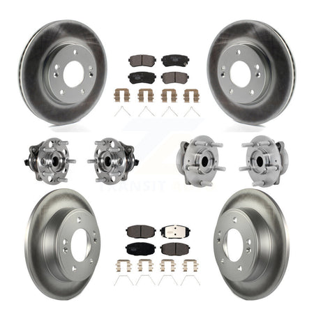Front Rear Hub Bearings Coated Disc Brake Rotors And Pads Kit (10Pc) For Hyundai Kona KBB-132057