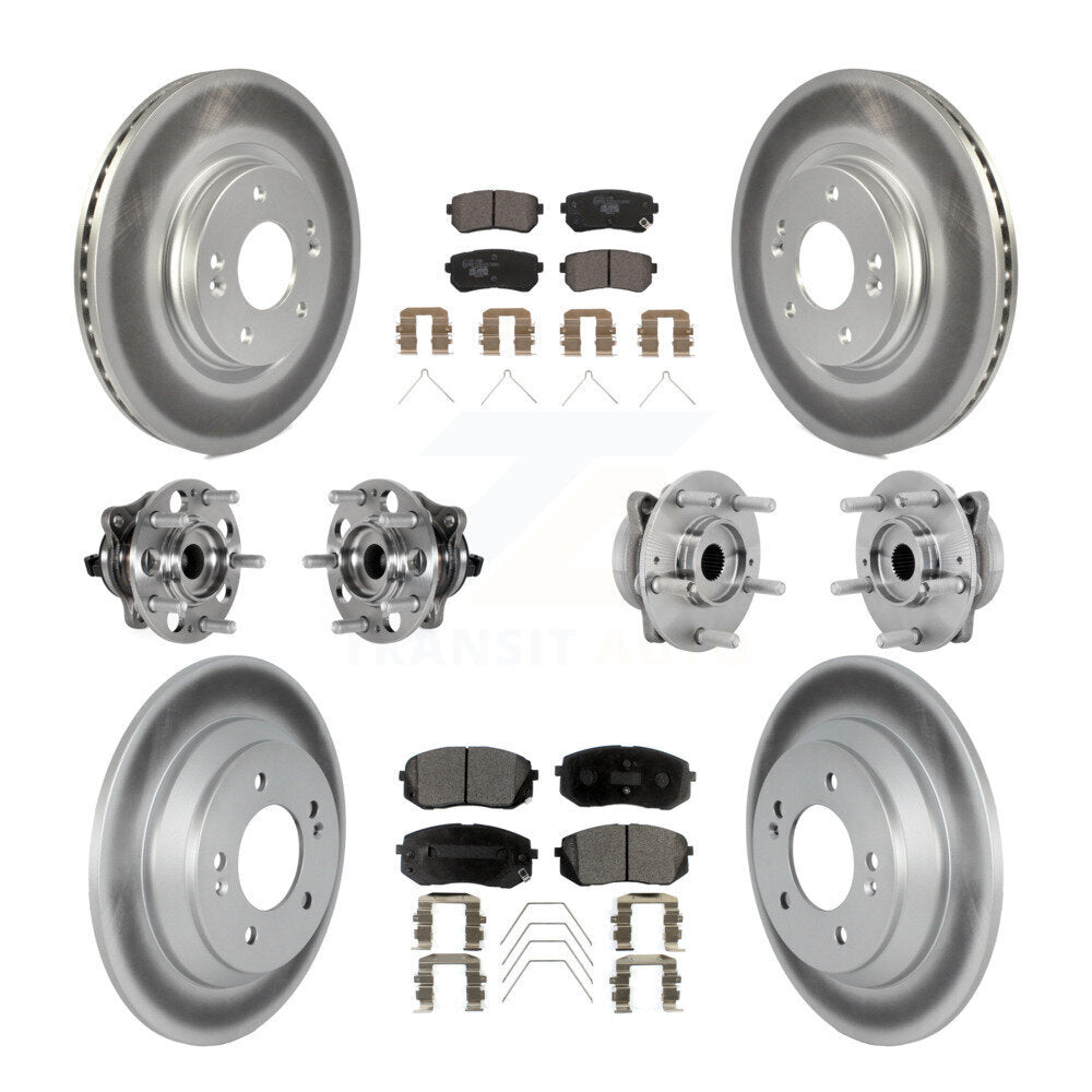 Front Rear Hub Bearings Coated Disc Brake Rotors And Pads Kit (10Pc) For Hyundai Kona KBB-132059